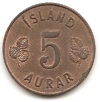  Island 5 Aurar 1966 #405   