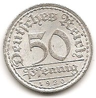  DR 50 Pfennig 1920 A #408   