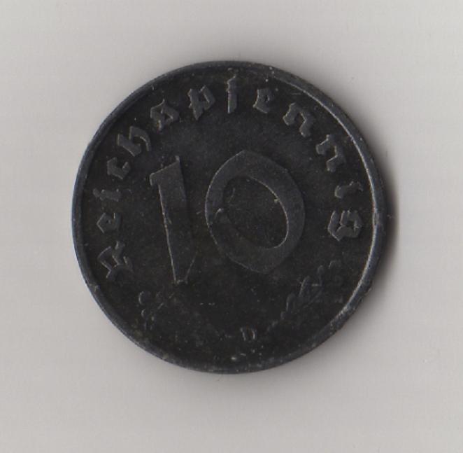  Drittes Reich 10 Reichspfennig 1942 -D- Zink Jaeger 371.   