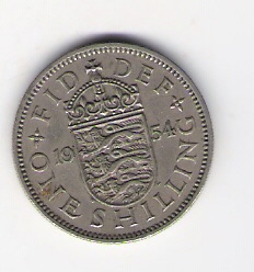  Grossbritannien 1 Shilling 1954 K-N Schön Nr.390 KM-Nr.904 (D5/329   