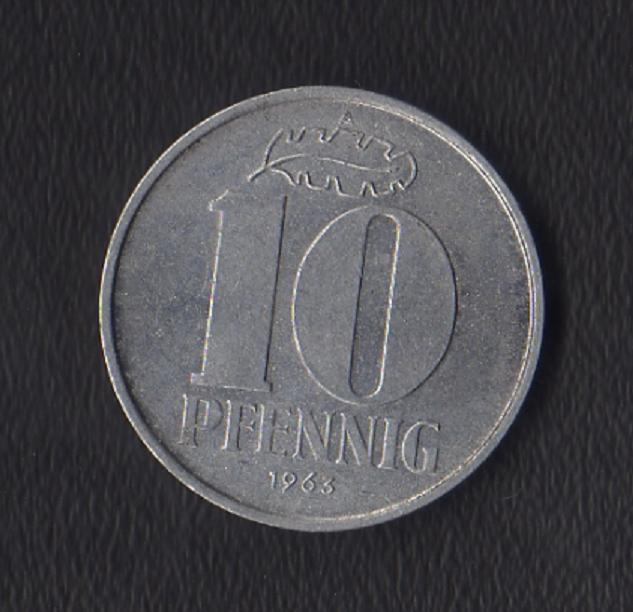  DDR 10 Pfennig 1963 -A- Jaeger 1510.   