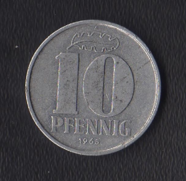  DDR 10 Pfennig 1965 -A- Jaeger 1510.   