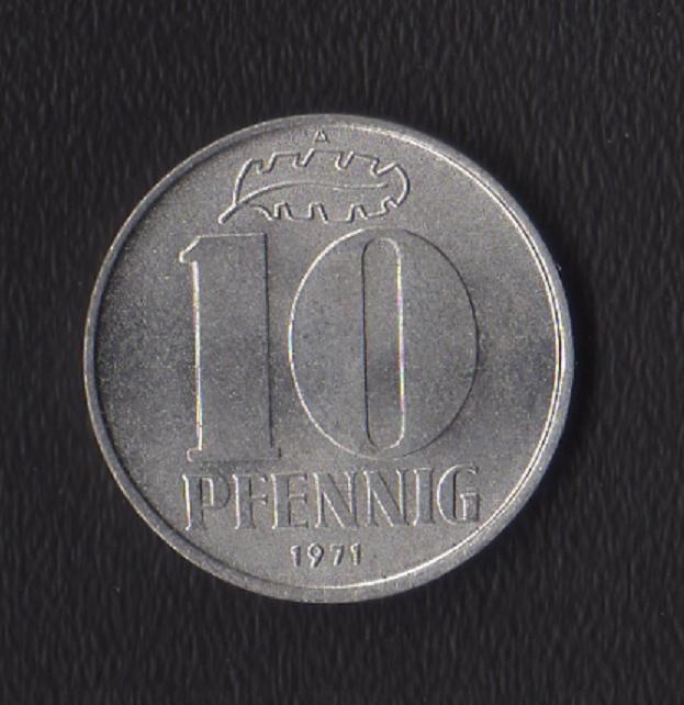  DDR 10 Pfennig 1971 -A- Jaeger 1510.   