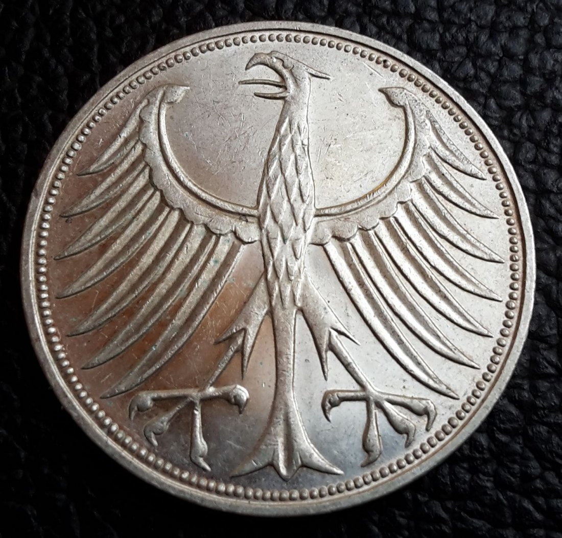  5 Mark Silberadler 1972 F Jaeger 387 XL Bild (Silber 7 gramm fein) Erhaltung !!   